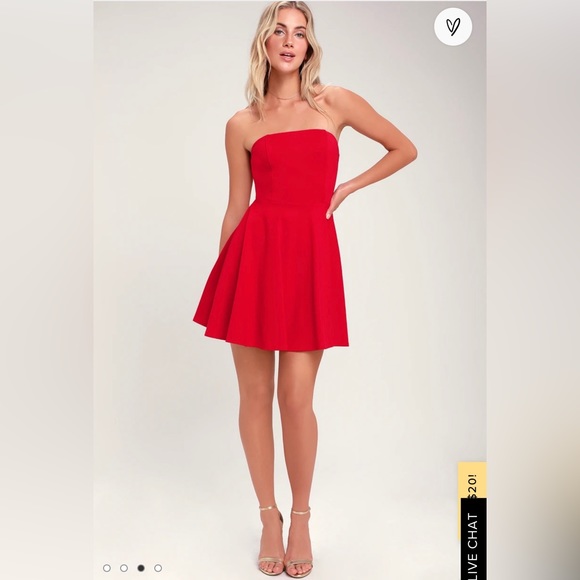 Lulus Dresses & Skirts - NWT About A Twirl Red Strapless Skater Dress (Lulus)